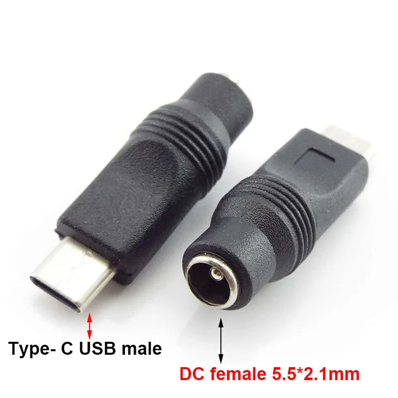DC Female power Jack 5.5*2.1mm To USB 2.0 Male mirco type c Plug Female Jack 5V Connector converter Adapter for Laptop q1