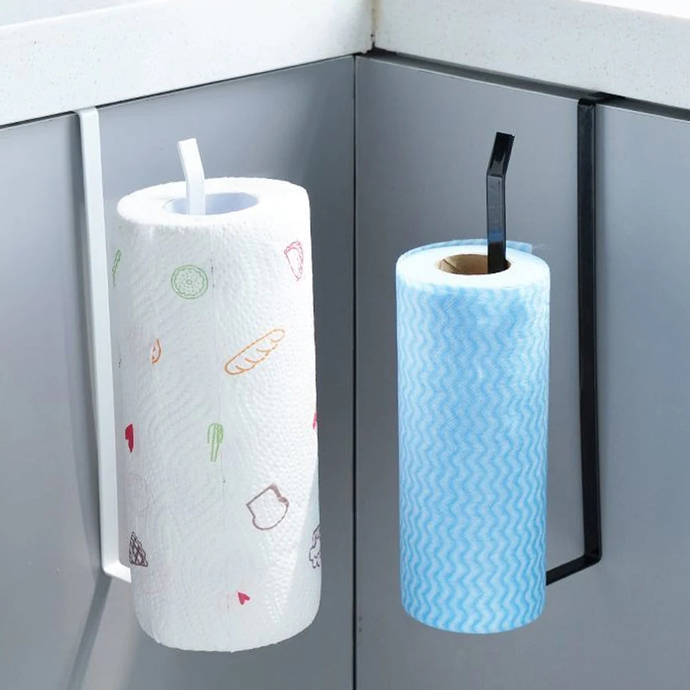 Kitchen Paper Roll Holder Towel Hanger Rack Cabinet Rag Hanging Shelves Organizer Shelf Toilet Paper Holder Storage Accessories