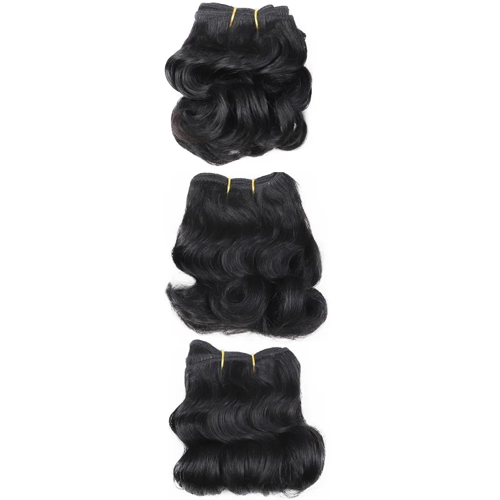 3pcs Short Curly Hair Bundles Brazilian Hair Weave Bundles 100% Human Hair Bundles Hair Extension Human Hair Bundles Short Curly