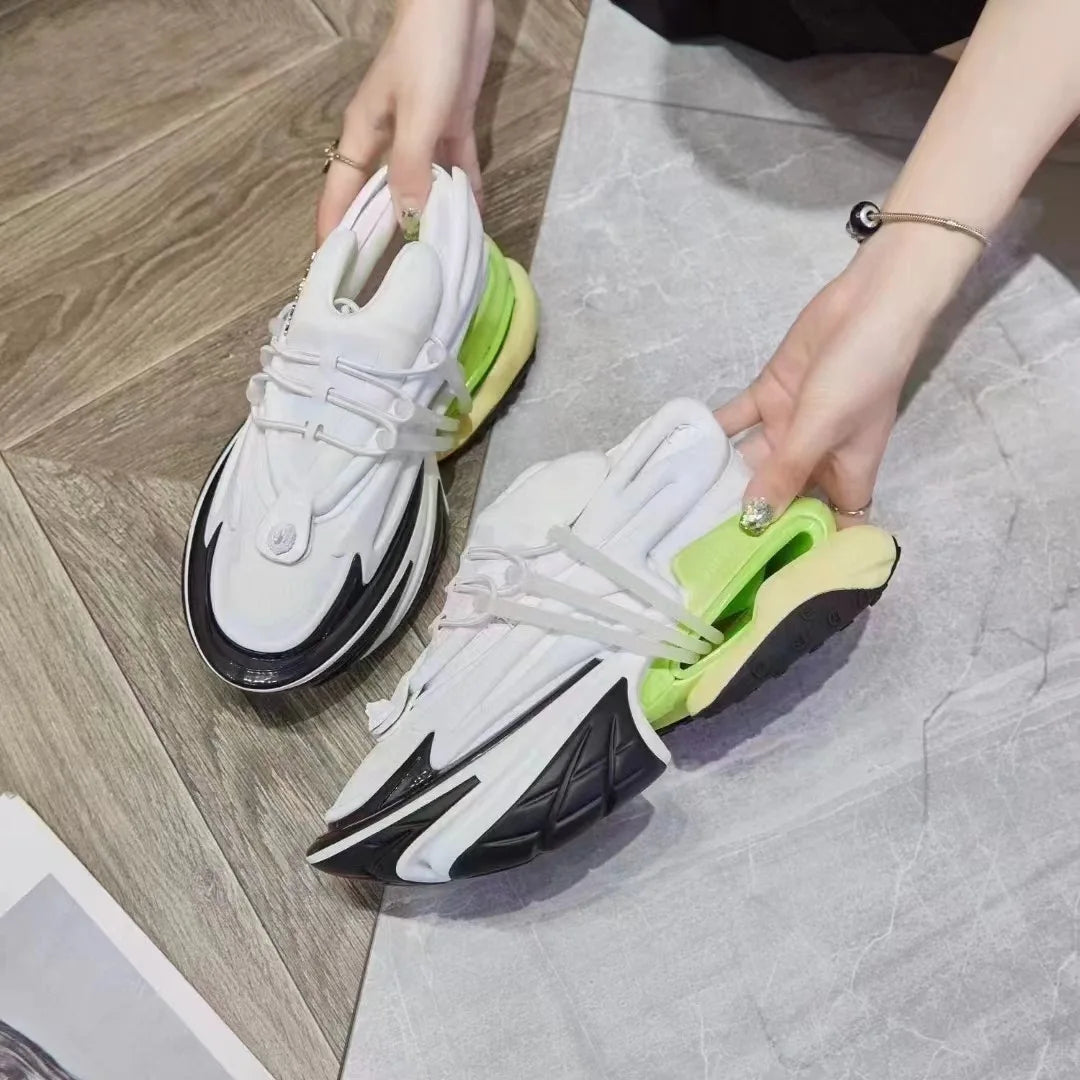 Chunky Sneakers Men Women Airship Shoes Fashion  Casual Secondary Leather Cowhide Breathable Height Increased Platform Shoes