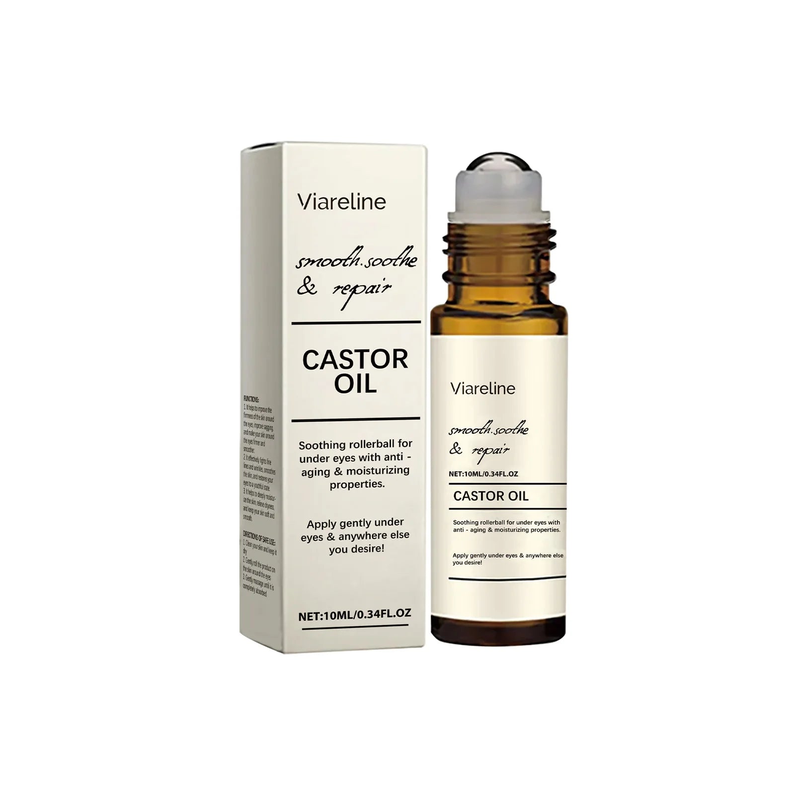 Castor Oil Eye Serum Anti-Wrinkle Remove Dark Circles Eye Bags Anti-Puffiness Lift Firm Ball Massage Moisturize Nourish Eye Care