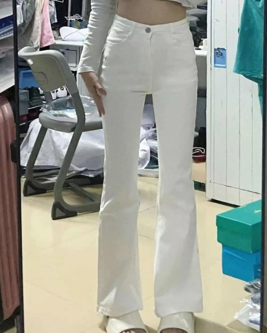 Autumn Spring Slim Skinny Jeans Women Denim Pants Vintage White Tight Trousers Fashion Female Elastic Jeans Casual Flare Pants