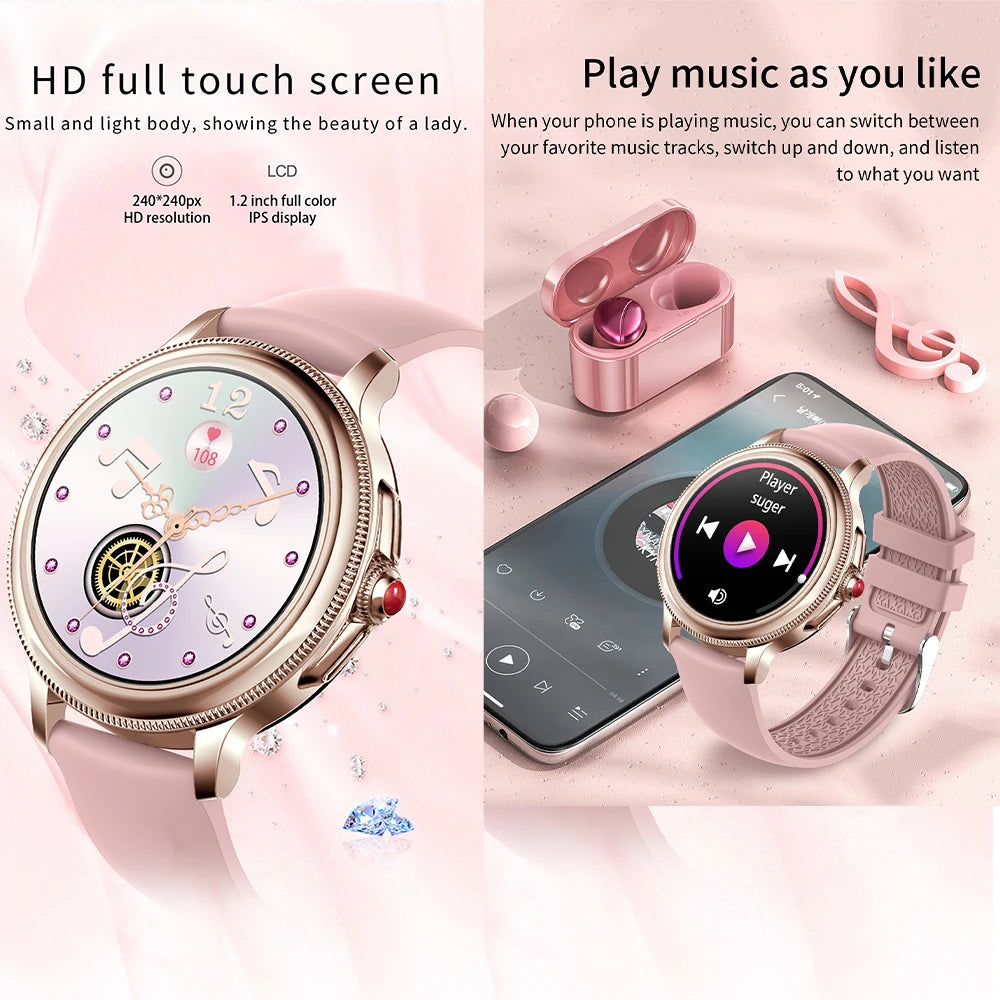 Smart Watch for Women 1.2" Bluetooth Call 100+ Sport Modes Fitness Tracker with Heart Rate/Sleep/SpO2 Monitor IP67 Waterproof