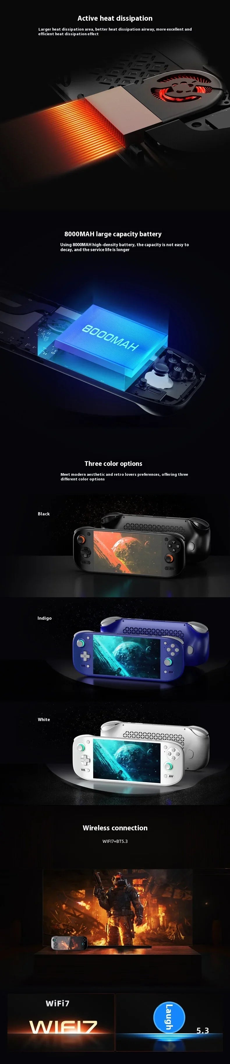 EAEY Portal Odin2  Handheld Game Console Retro Video Game Player Custom 8Gen2 Open Source 7Inch 120HZ Screen 8000mAh