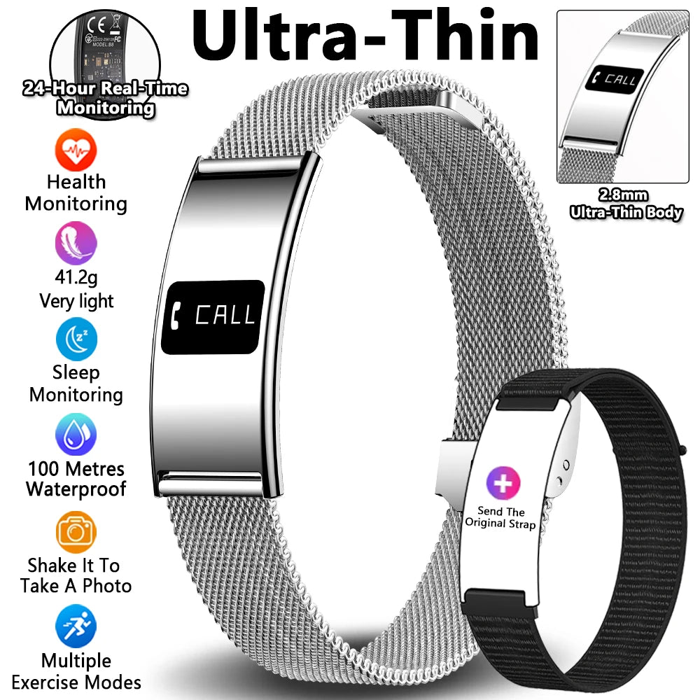 2026 New Ultra-thin Smart Watch Men Health Smart Bracelet Women Sports Fitness Waterproof Heart Rate Sleep Monitoring Wristbands