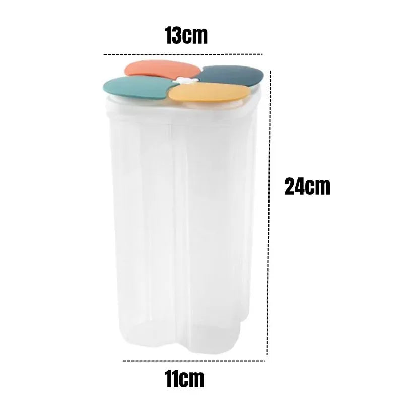 Grain Food Storage Tank and More: Kitchen Storage Box with Moisture-Proof Sealed Cans and Multi Grid Large Capacity Organizers