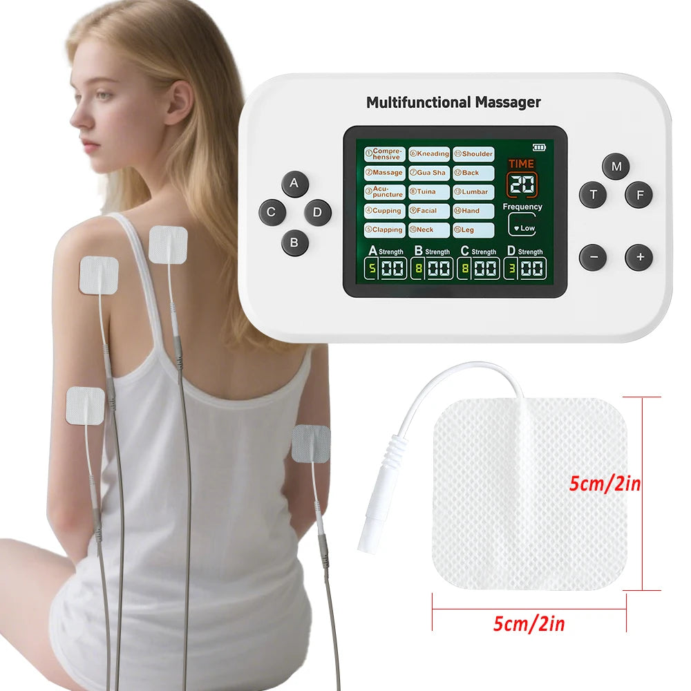 Electric Pulse Tens Massager 4 Outputs EMS Muscle Stimulator Acupuncture Body Massage Digital Therapy Slimming Electrostimulator