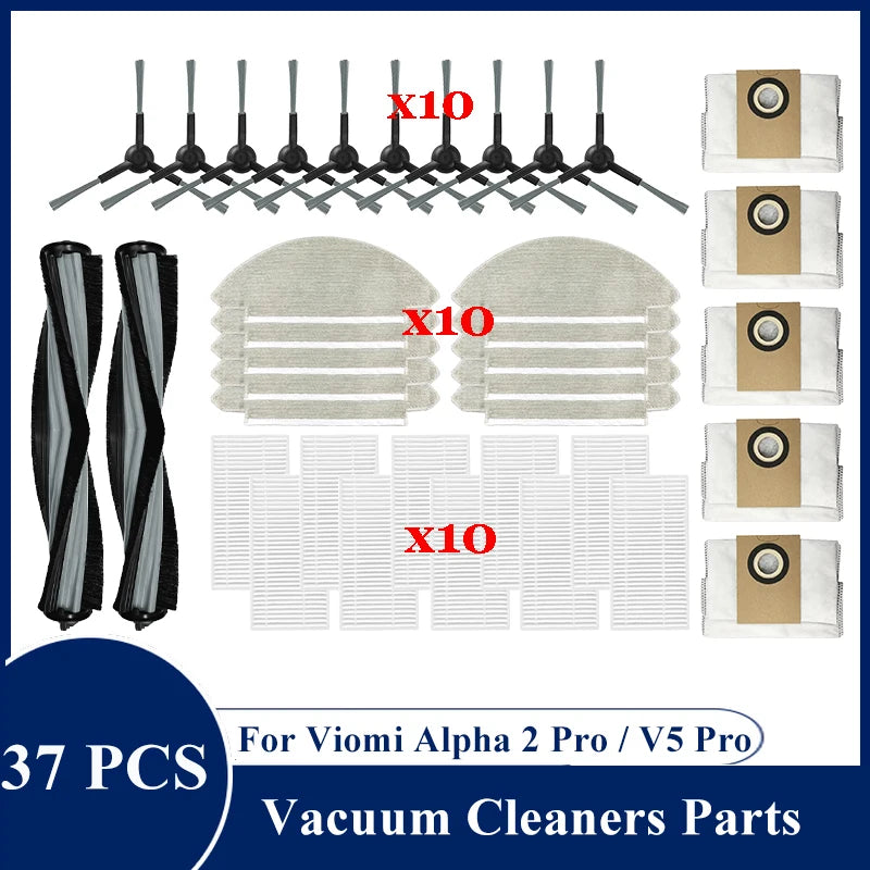 For Viomi Alpha 2 Pro / V5 Pro / V-RVCLM27B / V-RVCLM40B Vacuum Cleaner Parts Replacement Main Side Brush Filter Mop Accessory