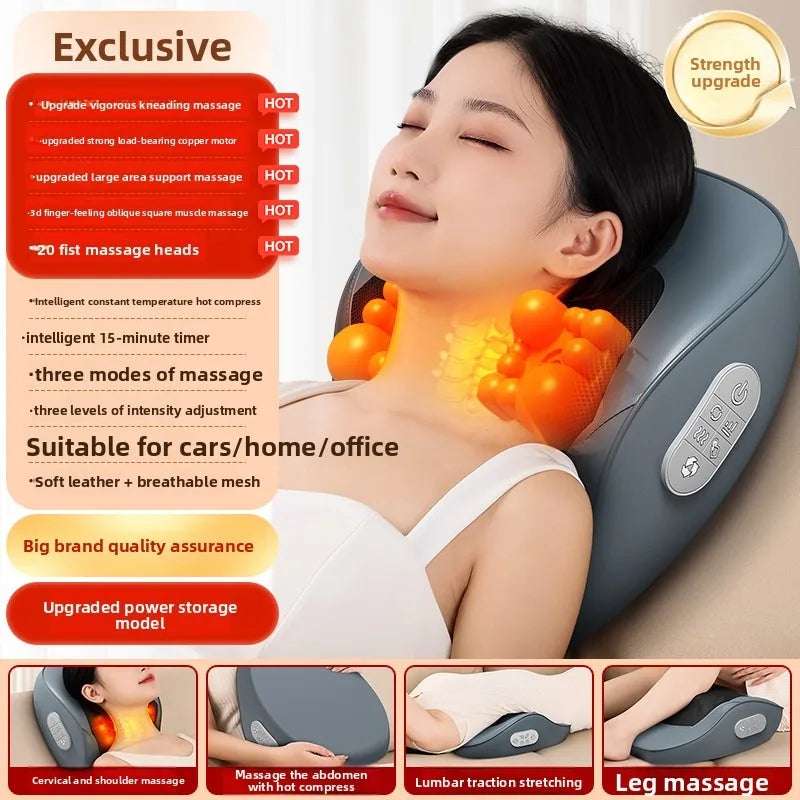 Back Massager for Deep Shiatsu Lower Back Neck Massager with Heat 3D Kneading Massage Pillow Shoulder Legs Gifts for Mom Dad Wom