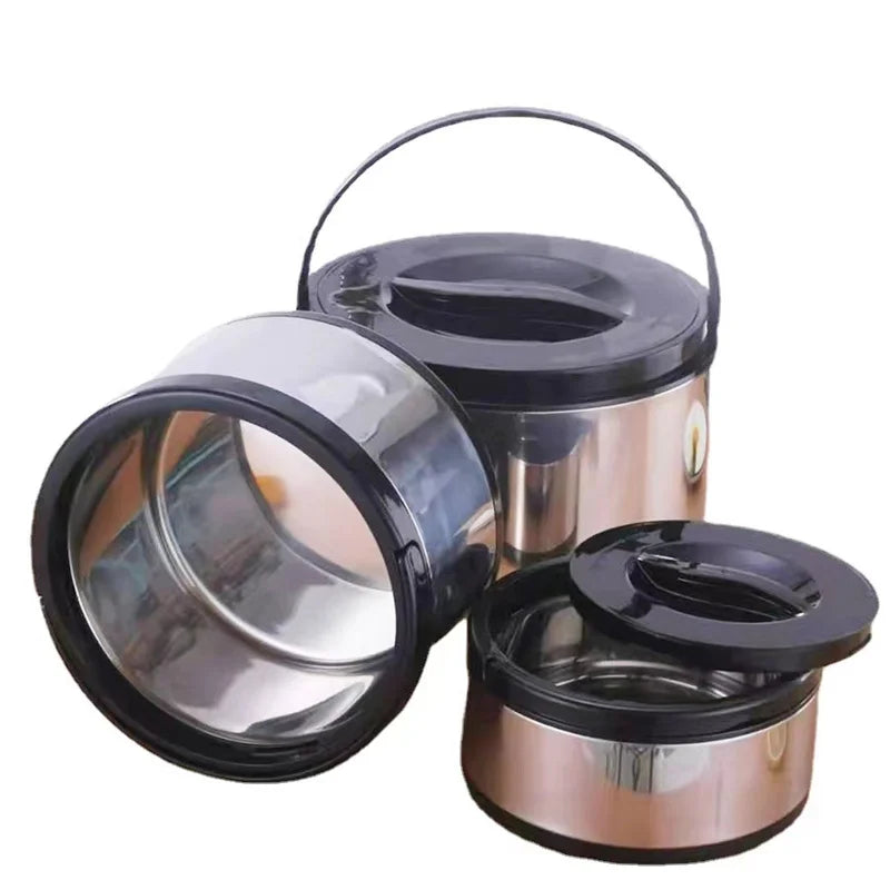 Stainless Steel Thickened Pot with Handle Pattern, Fresh-Keeping Pot, Large Capacity, 2 L, 4 L, 8L, 3 Pcs Set