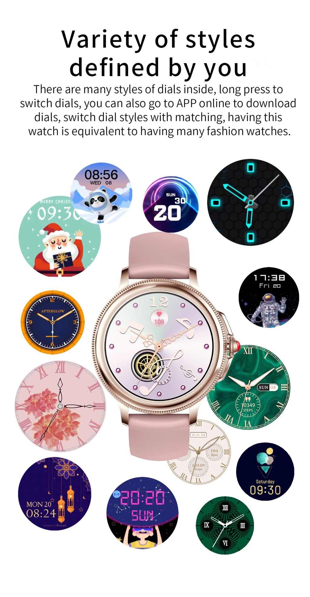 Smart Watch for Women 1.2" Bluetooth Call 100+ Sport Modes Fitness Tracker with Heart Rate/Sleep/SpO2 Monitor IP67 Waterproof