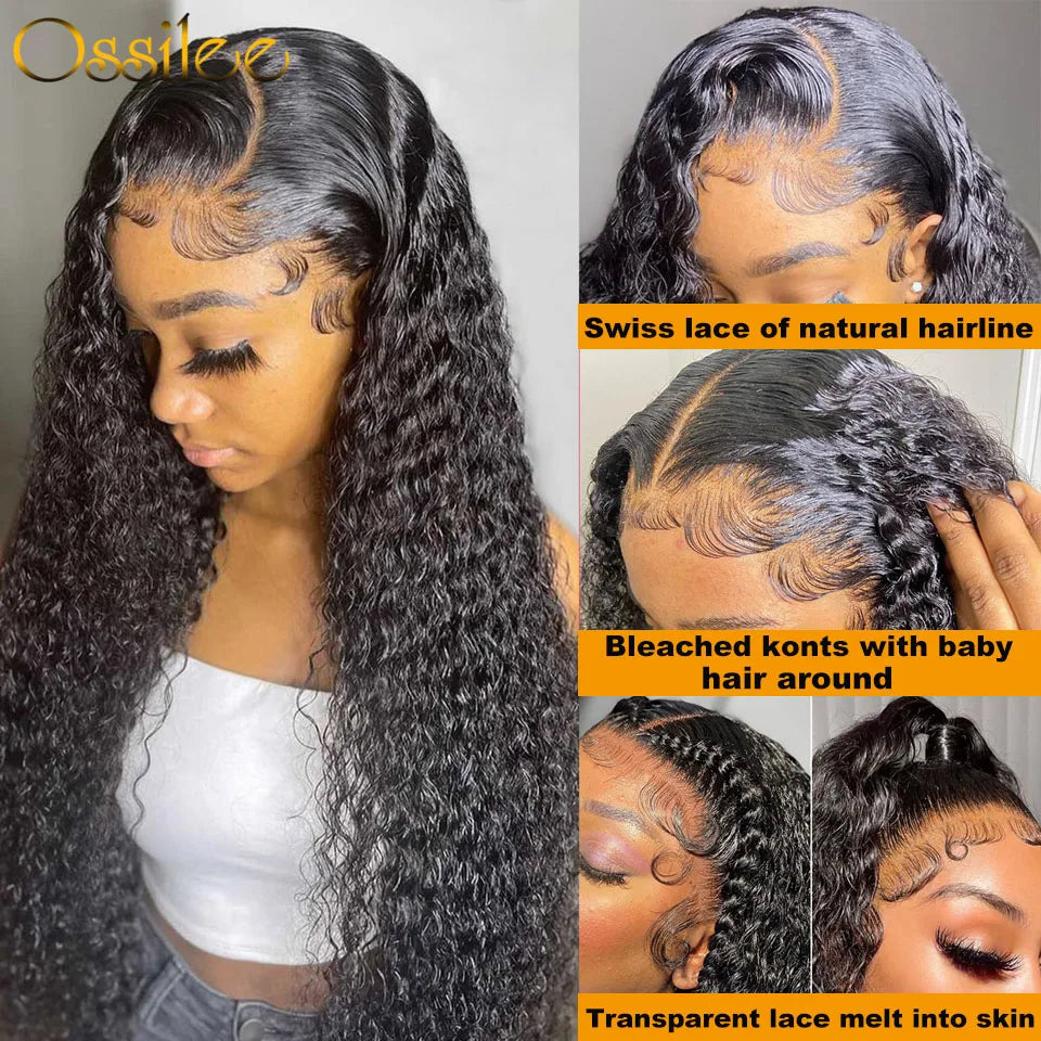 Deep Wave Lace Front Wigs Human Hair 200% Density 13x6 HD Lace Front Wigs Human Hair Pre Plucked Deep Curly Wig for Women