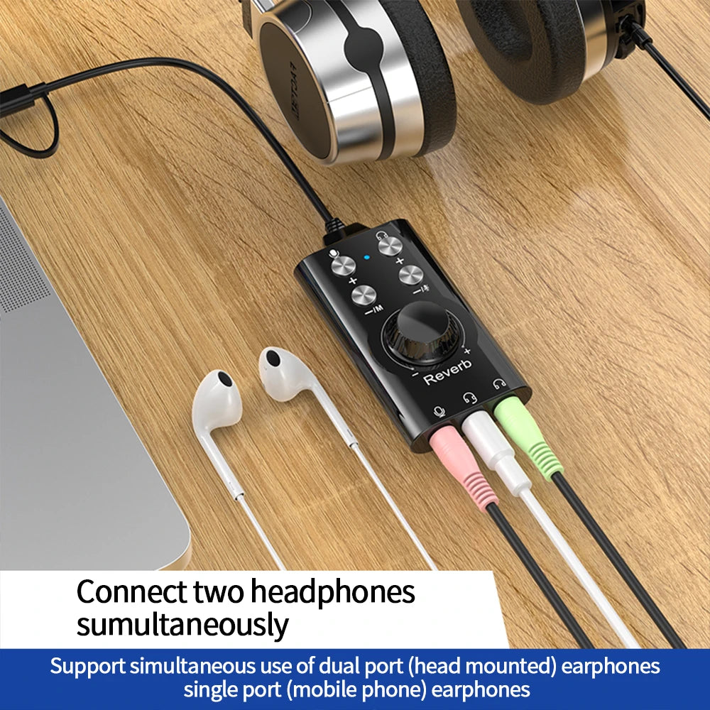 USB 7.1 External Sound Card USB to 3.5mm Audio Adapter USB to Earphone Microphone for Computer Laptop PS4 Sound Card