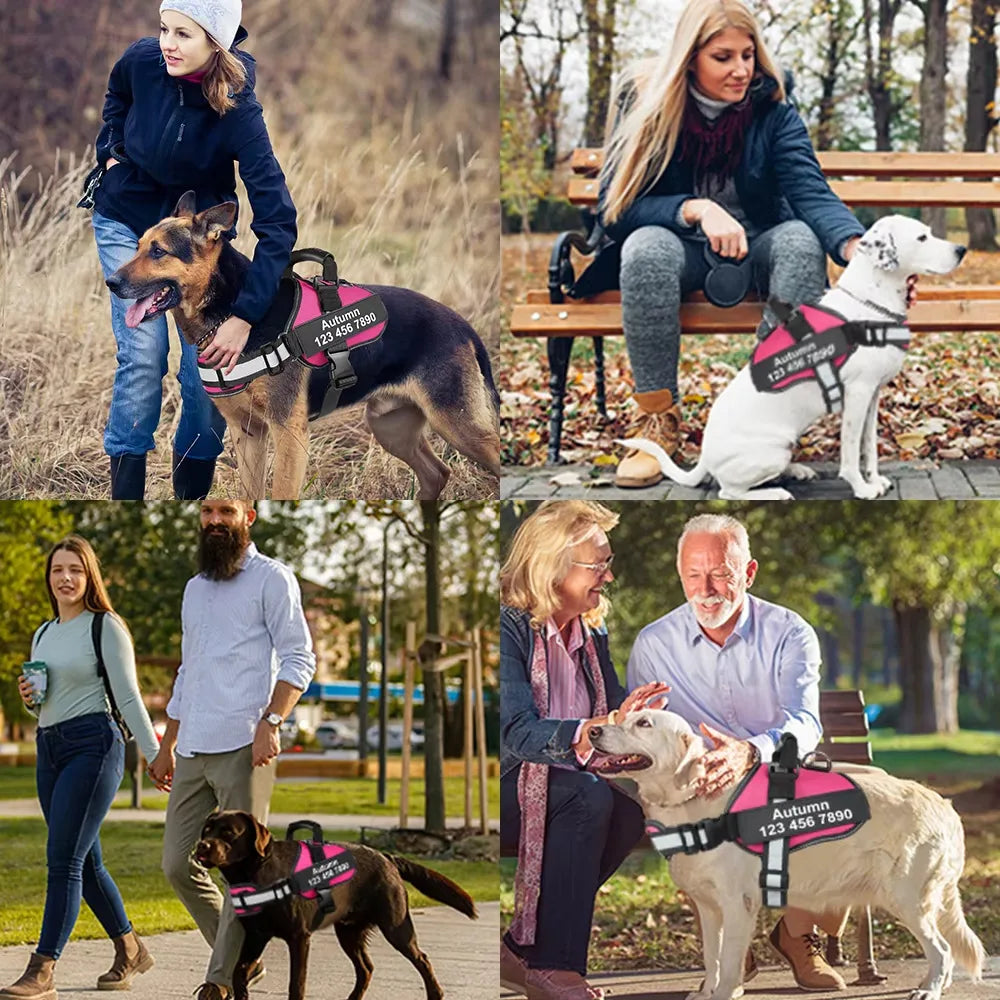 Harness For Dogs Breathable Adjustable Dog Vest Harness Pet NO PULL Vest Reflective For Medium Large Dog With Name Collar Patch