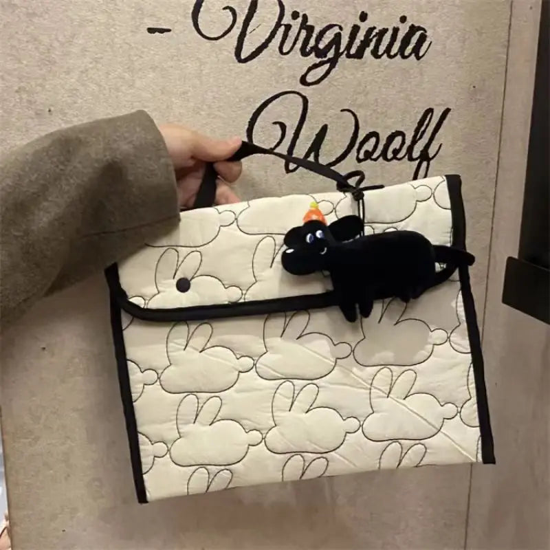 Korean INS Embroidered Rabbit Pattern Handheld Tablet Bag For Ipad 9.7-11 macbook Air13.3 13.6 pro14 Samsung Laptop Storage Bag