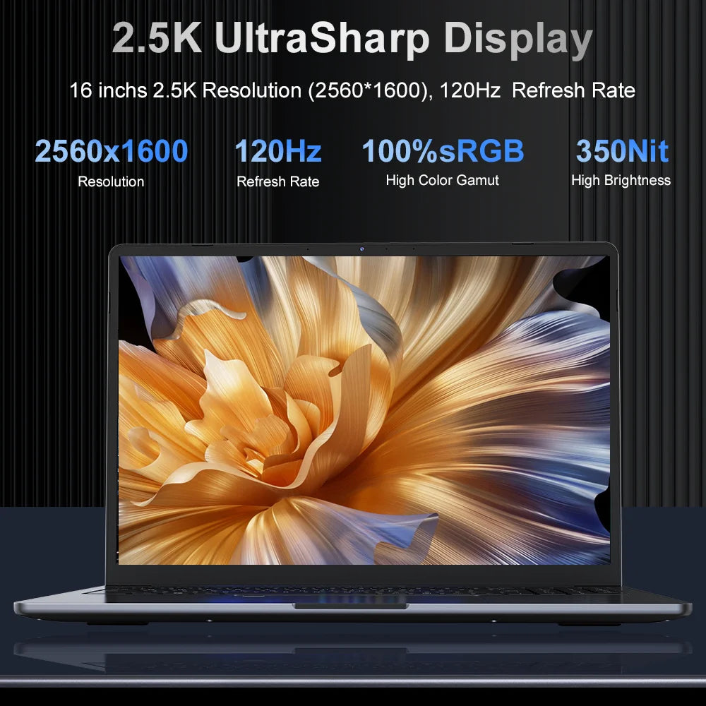 Ninkear N16Pro Laptop 16 inch 2.5K 120Hz Intel Core i7-12700H WiFi 6 16GB RAM 1TB SSD Laptop Windows 11 Notebook Office Computer