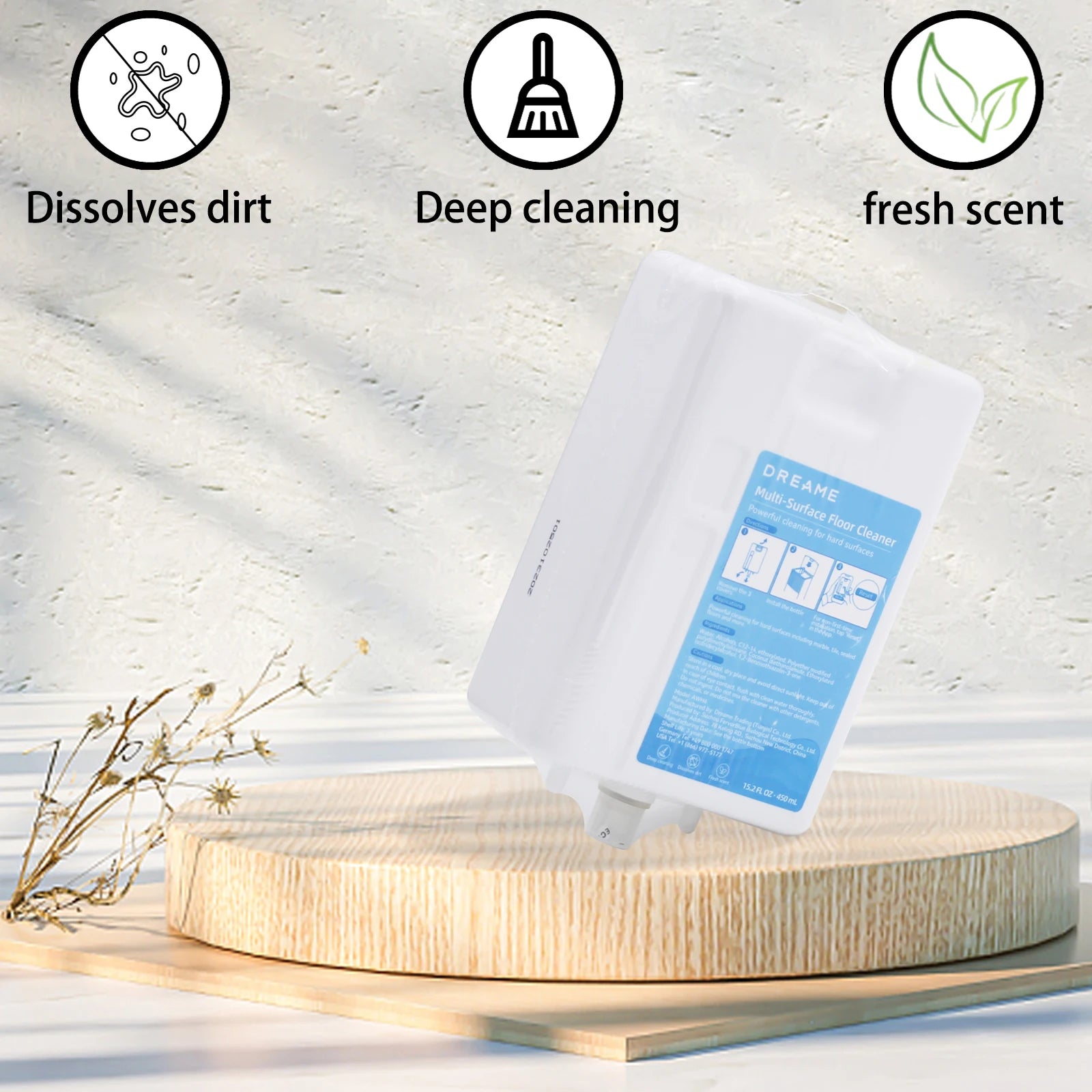 Original cleaning fluid for Dreame L20 Ultra L30 ultra  L10 Prime X10 X10 plus X20 15.2 FL OZ.450ml