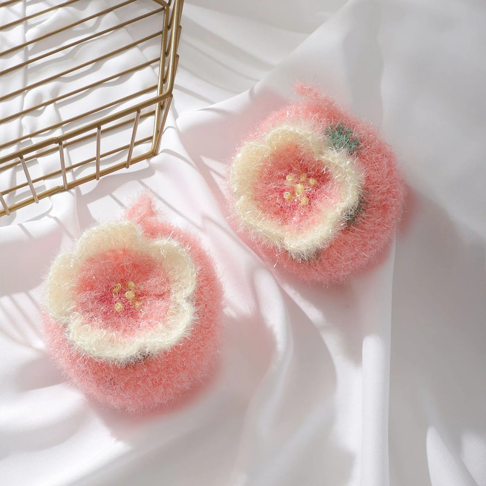 Kitchen Dish Cloths Absorbent Dish Rag Reusable Dish Towels Efficient Anti-grease Sakura Shape Cleaning Kitchen Acrylic