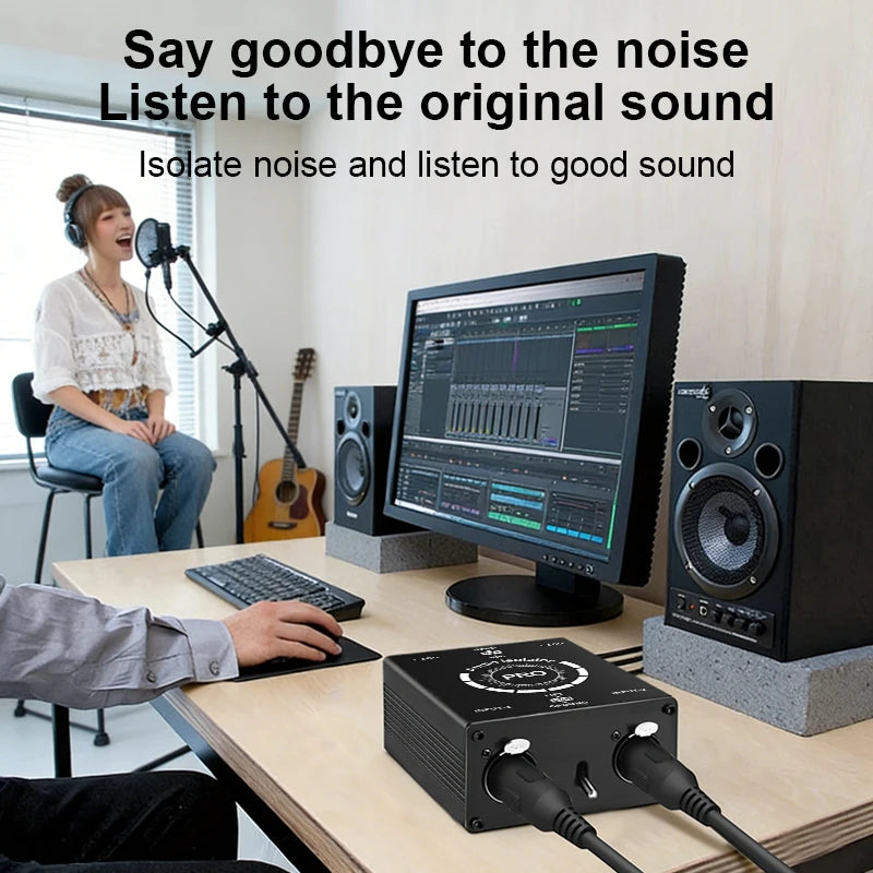 Multi-Purpose Dual-Channel 6.5 XLR Mixer Audio Isolator Current Sound Noise Mixer Microphone Common Ground Filter Isolator Mixer