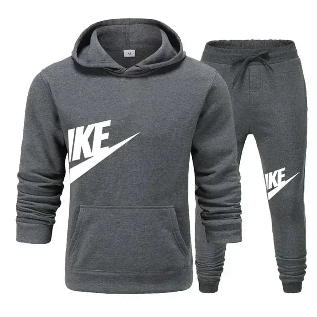 A new autumn and winter men's casual sportswear set of 2-piece hooded sweatshirt and long pants for outdoor fashionable jogging
