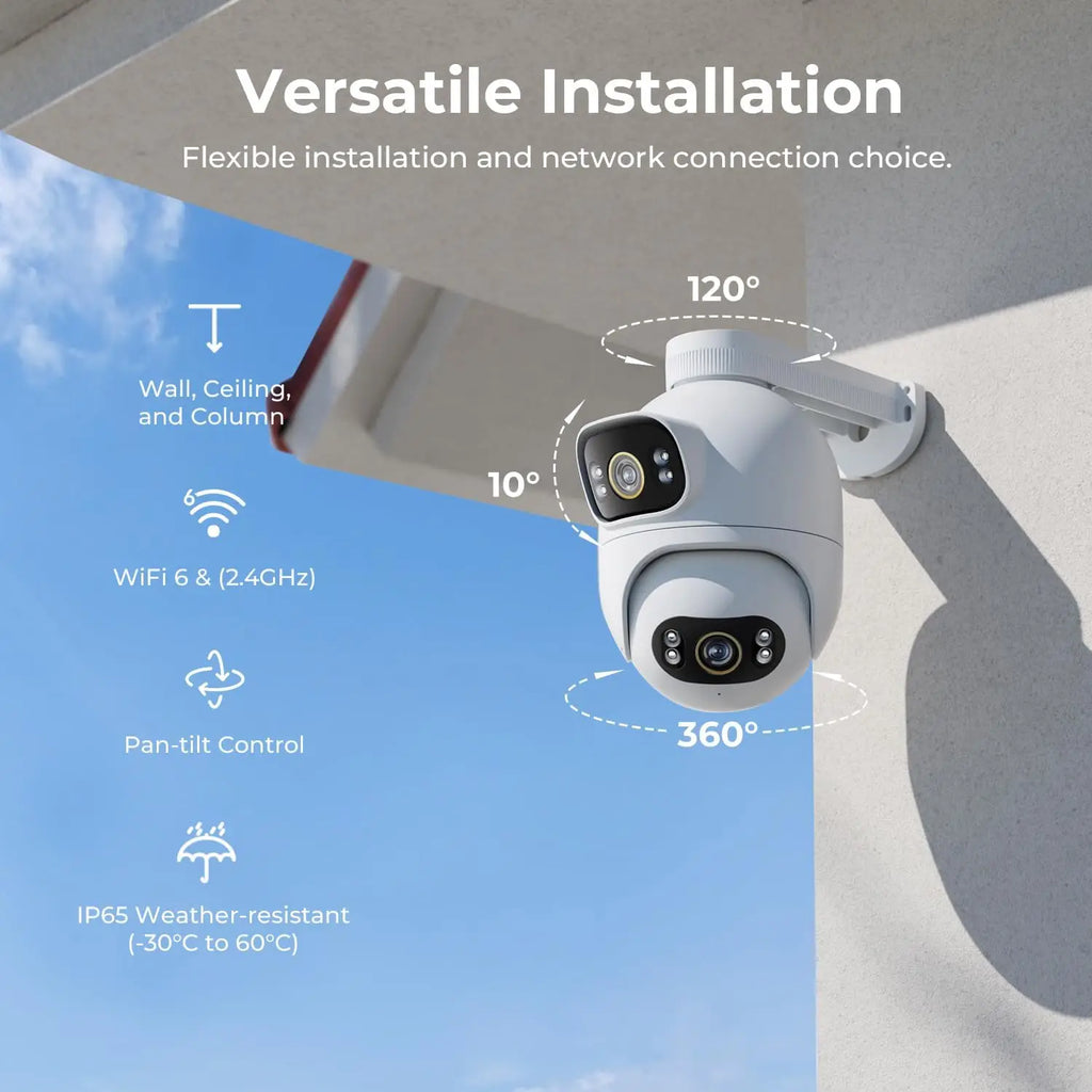 IMILAB EC6 Dual 3K+3K WiFi Home Security 360 Coverage Surveillance Outdoor Camera Recording Motion-Activated Spotlight Camera