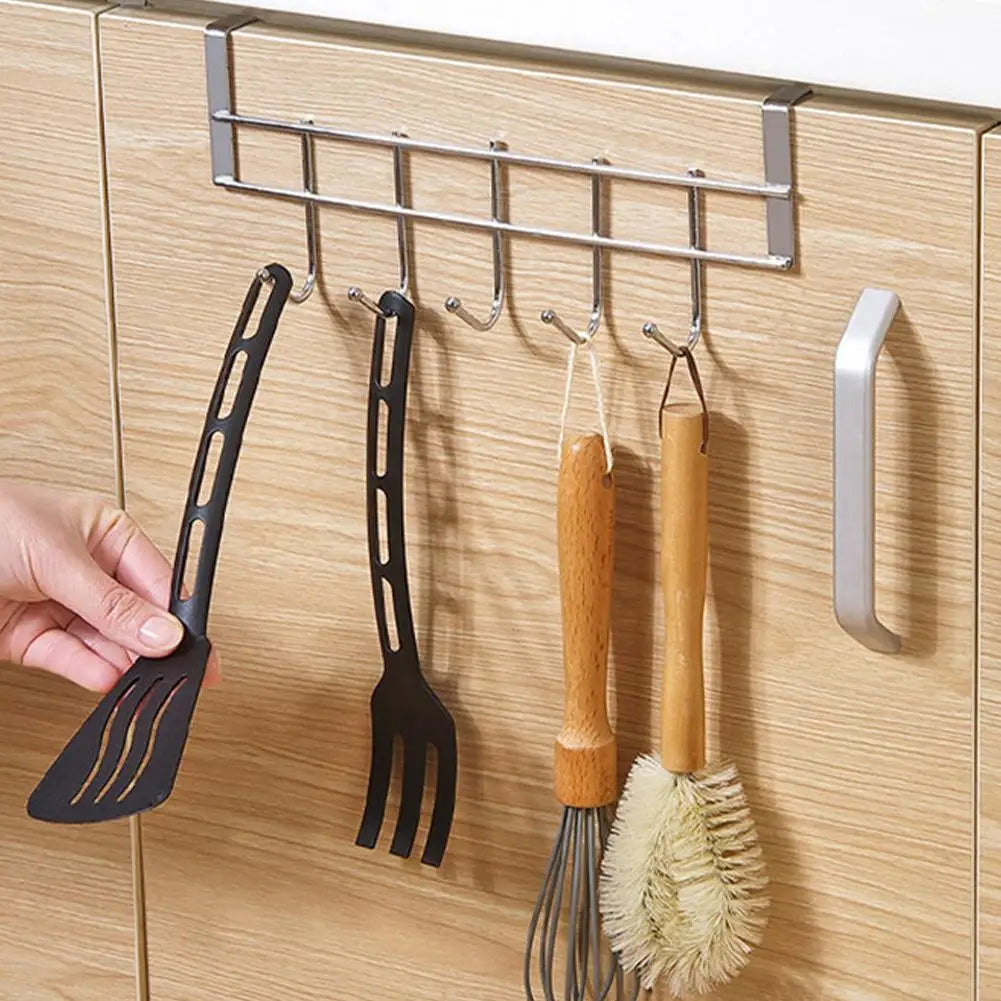 Hooks Over The Door 5 Hooks Home Bathroom Organizer Rack Clothes Coat Hat Towel Bags Keys Hanger Bathroom Kitchen Accessories