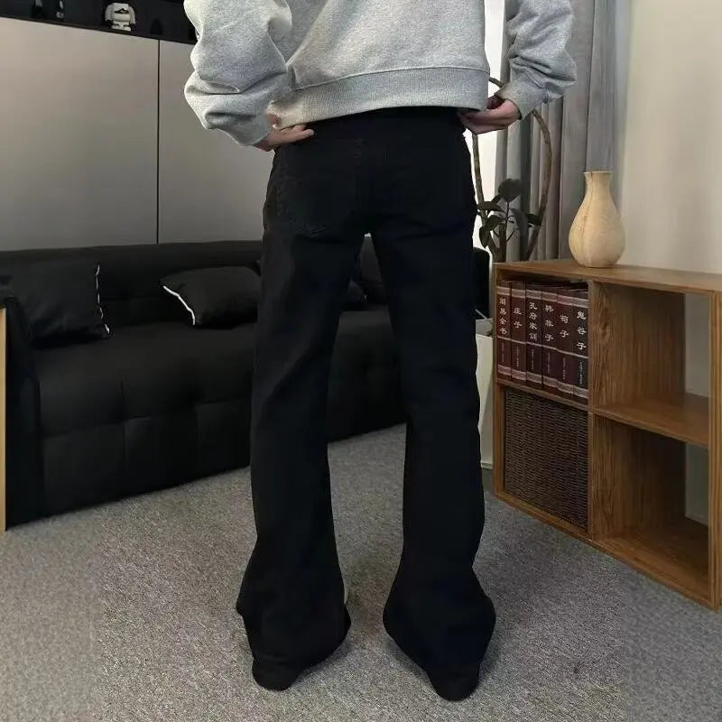 Korean Style Streetwear Slim-Fit Cleanfit Flared Jeans for Men Simple Trendy Vibe Casual Long Pants