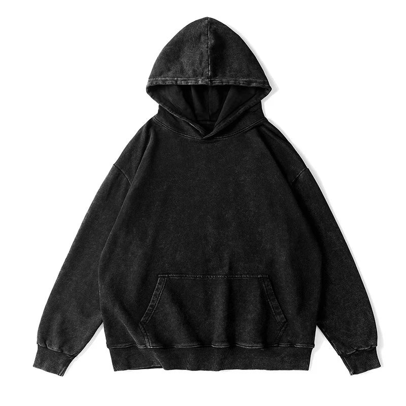 Couple Hoodies Washed Vintage Long Sleeve Autumn Winter Sweatshirts Loose Oversized Streetwear Pullovers Cotton Tops