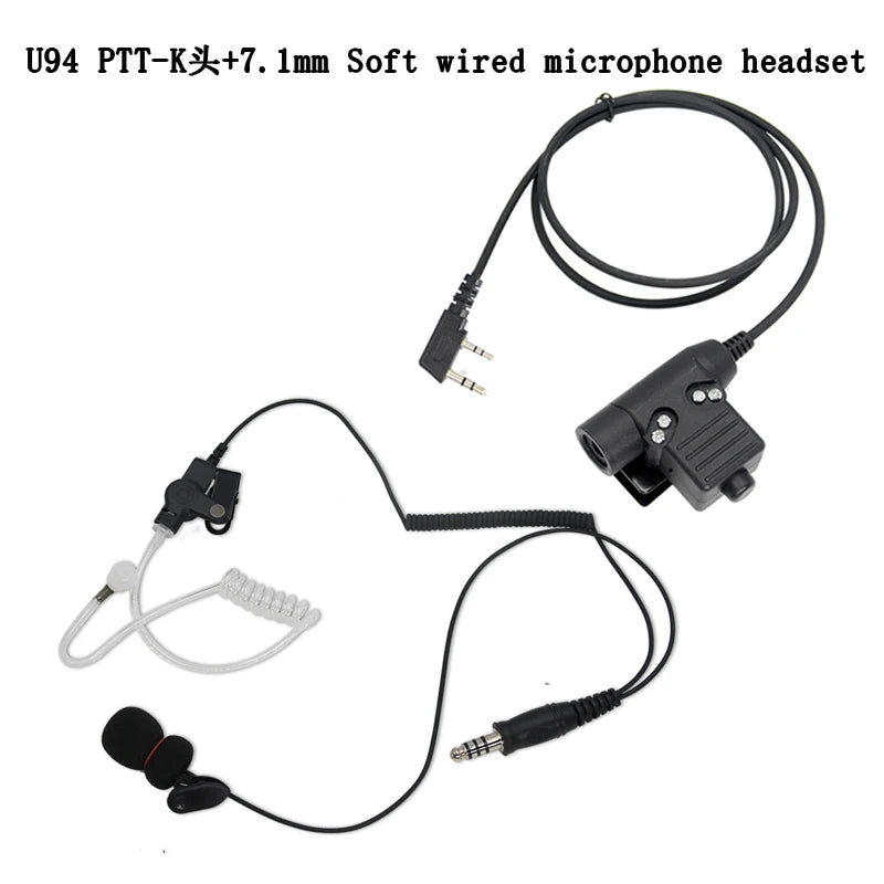 Air Tube 7.1mm U174 Plug Tactical Earpiece headset U94 PTT Mic for Baofeng UV-5R 6R BF-888S UV5R Kenwood PUXING TYT HYT Radio