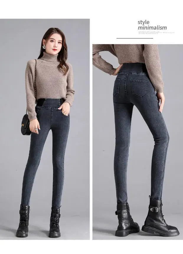 Jeans Oversize 26-38 Slim Denim Pants Women's High Waist Skinny Jean Vintage Wash Pencil Stretch Vaqueros Leggings Pantalones