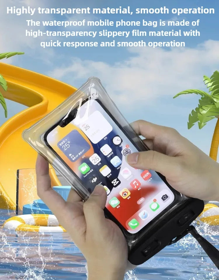 Transparent Waterproof Phone Pouch Under 7.2 Inches Touch Screen Swimming Rafting Waterproof Case with Lanyard Sealed Bag