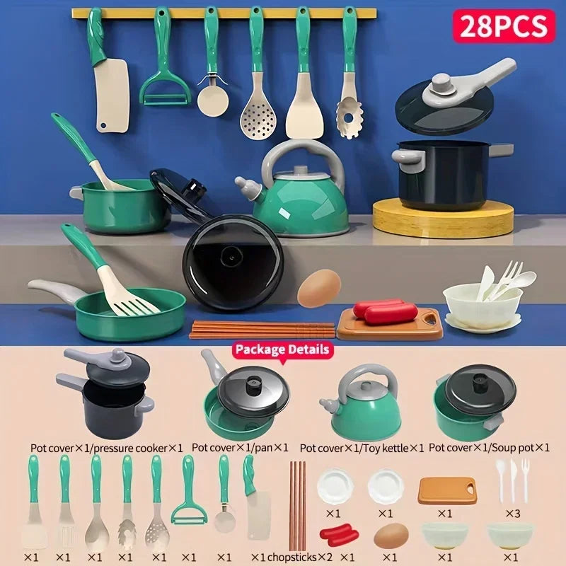 Interactive Kids Kitchen Set with Realistic Cooking Tools and Accessories for Creative Role Play at Home for Boys and Girls