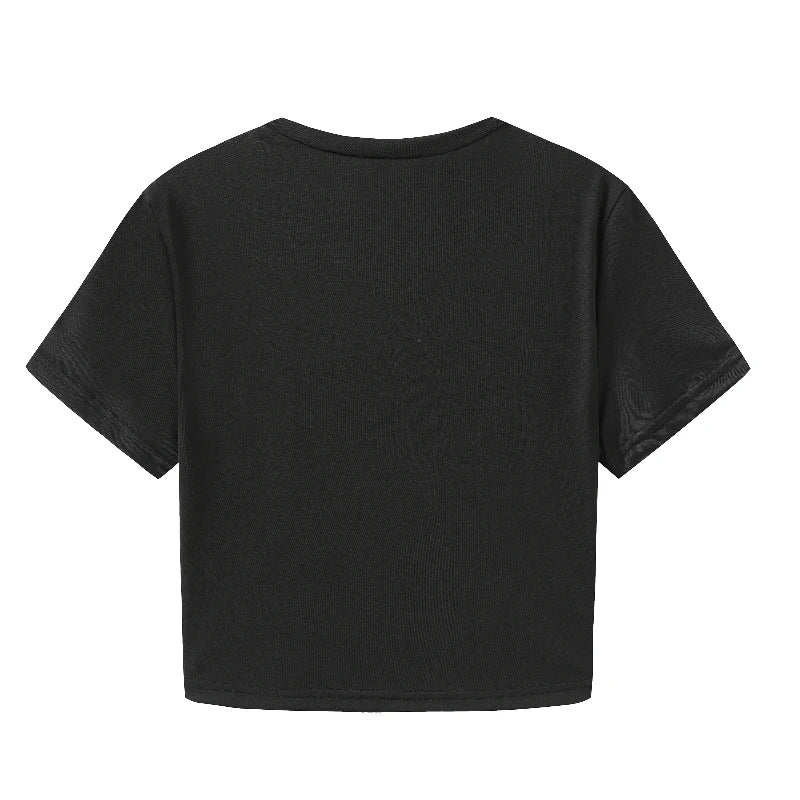 Y2k Crop Top Emo Girl Aesthetic Gothic Punk Streetwear Women Casual 90s Retro Grunge Star Pattern Printed Short Sleeved T-shirt