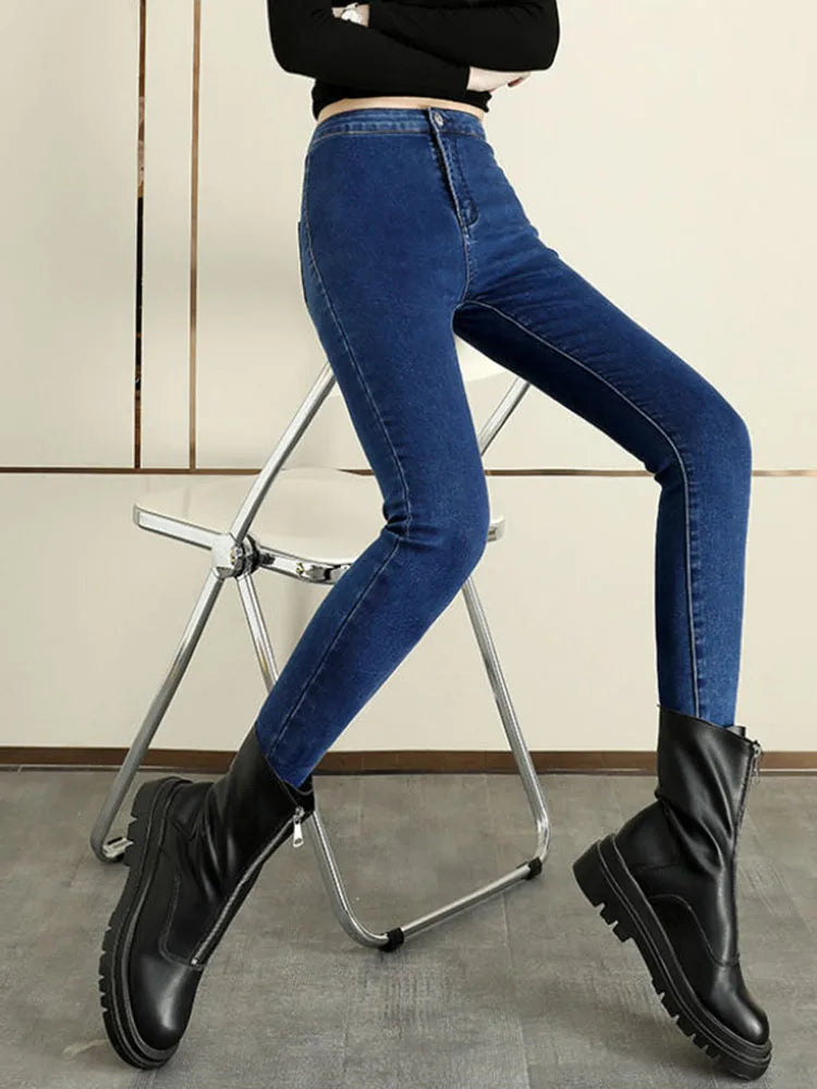 Skinny High Waist Stretch Pencil Jeans Women Casual Vintage Slim Denim Pants Korean Fashion Streetwear Ankle Length Vaqueros New