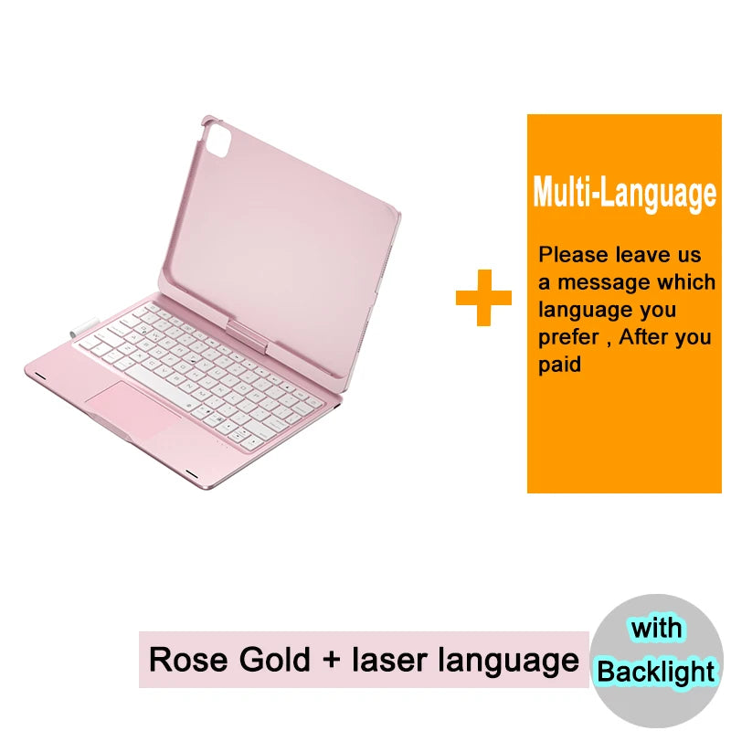 Bluetooth Magic Keyboard Case For iPad Pro 11 2024 M4 2025 M5 Tablet Case Touchpad Russian Arabic Hebrew Spanish French Keyboard