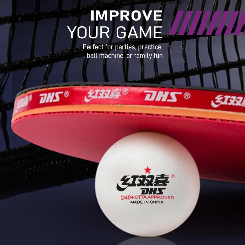 DHS Table Tennis Balls 1 Star D40+ Ping Pong Balls ABS Round Durable Pingpong Bullets for Recreational Level Training Bulk Sales