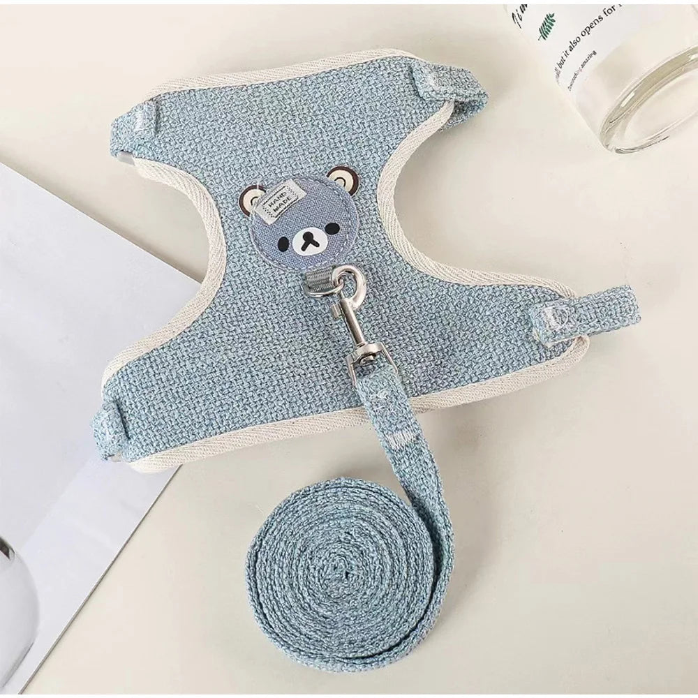 Rabbit Harness Leash Breathable dog Walking Harness Anti Pull Adjustable Vest for Small Animals Hamster Guinea Pig Ferret Kitten