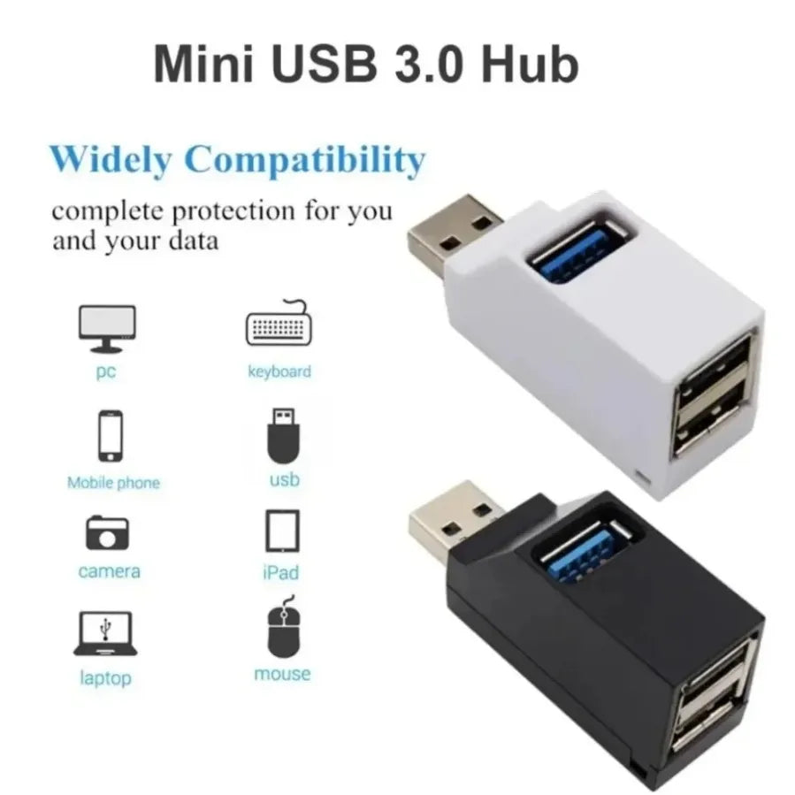 LccKaa USB 3.0 HUB Adapter Extender High Speed Mini Splitter Box 1 To 3 Port High Speed USB 2.0 for PC Laptop U Disk Card Reader