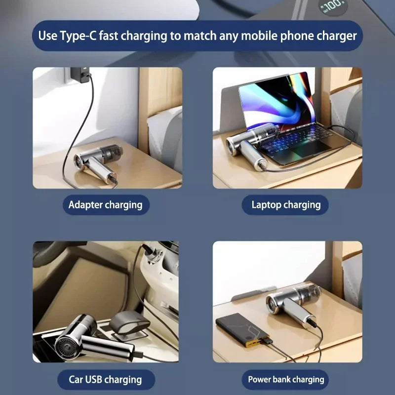 Portable Car Vacuum Cleaner 1990000pa Powerful Handheld Wireless Cleaning Machine For Home Appliance Car Cleaner