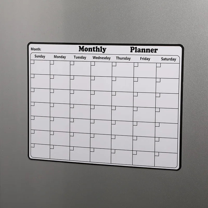 Magnetic Fridge Organizer Set - Reusable Monthly/Weekly Planner Sticker + Memo Board, Calendar & Note Kit for Home Office