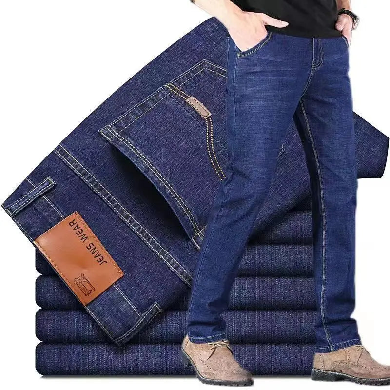 2026 new jeans for casual and versatile work men's slim fit straight leg elastic pants suitable for all seasons
