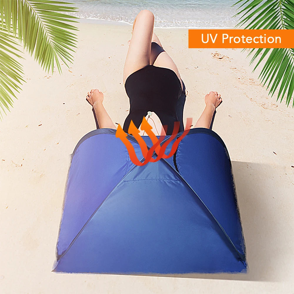 Portable Sun Shelter Outdoor Mini Sunbathing Head Tent Windproof Sand Proof Canopy Headrest Pops Up Beach Sun Shade Tents