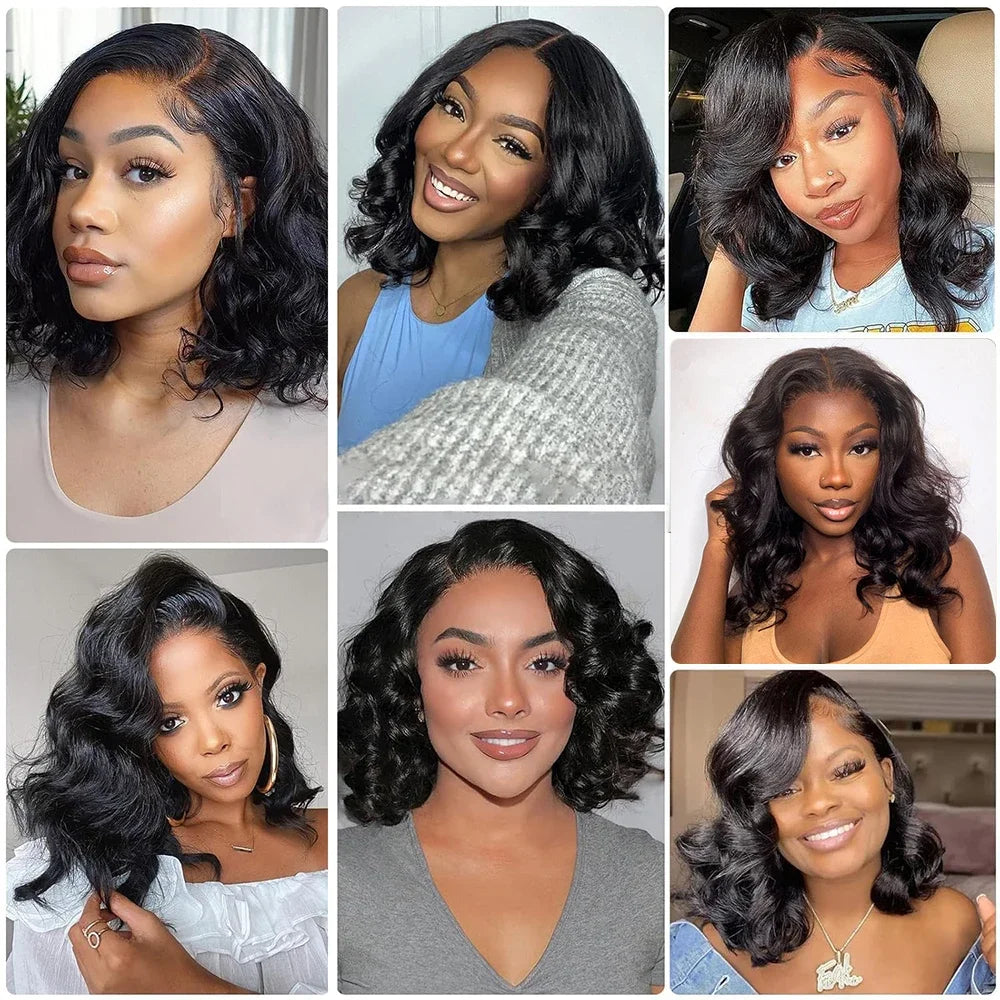 Brazilian Hair Body Wave Wigs 13x4 Transparent Lace Front 100 Human Hair Wig 4x4 Lace Short Bob Wigs Pre Plucked For Black Women