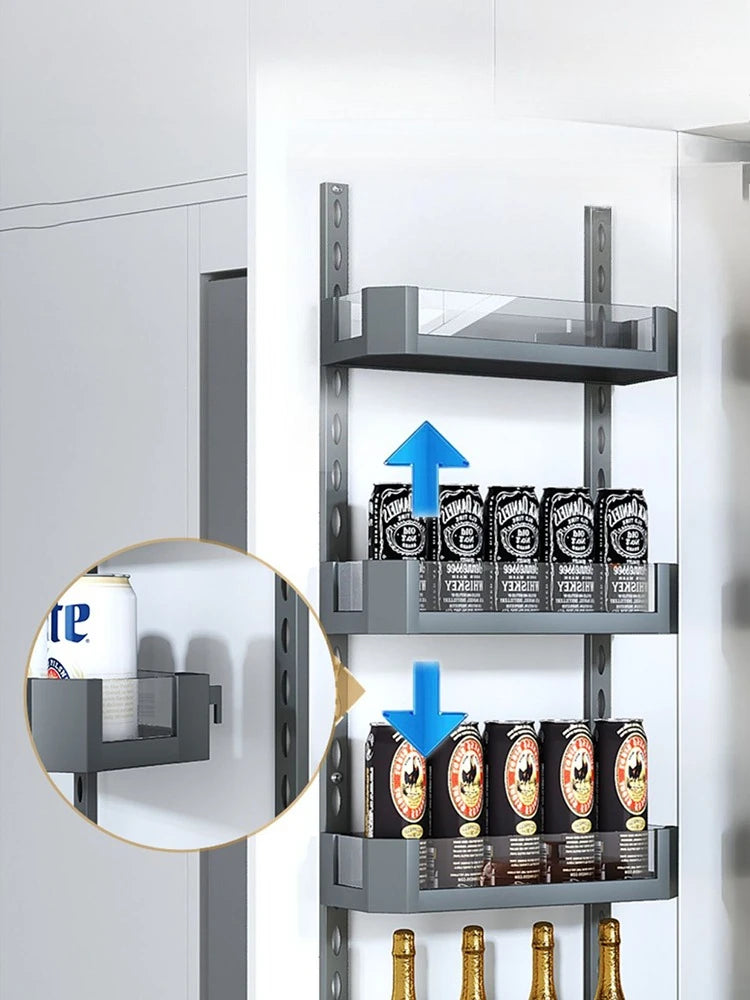 6 Layers Kitchen High Cabinet Storage Rack Snack Cabinet Kitchen Hidden Storage Cabinet Pull Out Basket Organization Furniture