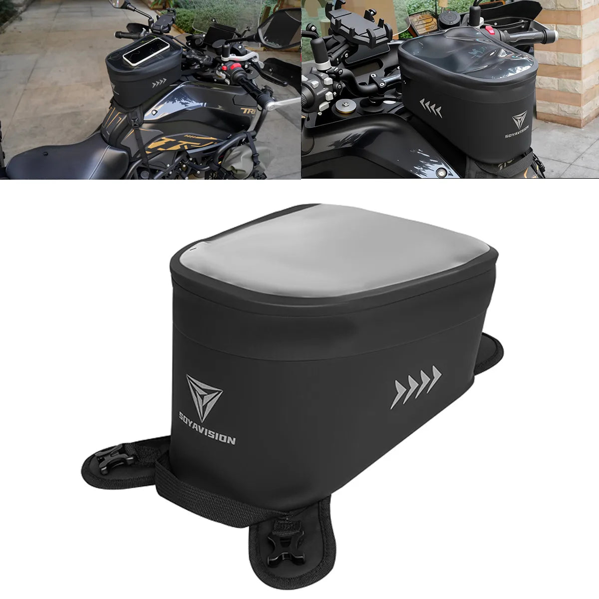 Motorcycle Tank Bag PVC Waterproof Adventure Storage Tank Bags with Straps Touch Screen Universal for Motorbike Off-road Bag