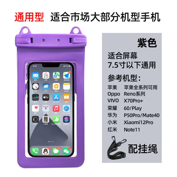 Universal Waterproof Mobile Phone Case Diving Surfing PVC Bags 7.5inch Phone Waterproof Pouch Cover Underwater Swimming Dry Bag