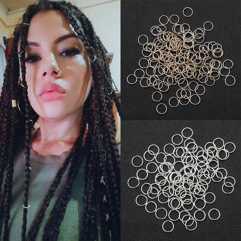 100Pcs Kids Dreadlocks Styling Tool Metal African Hair Rings Beads Cuffs Tubes Charms Dread Jewelry DIY Hair Braider Accessories
