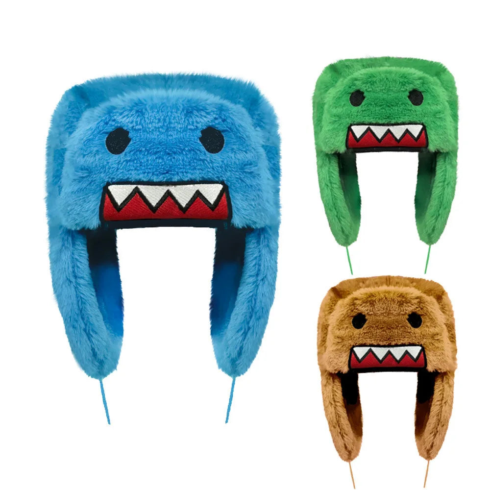 Winter Warm Bomber Hat Cute Cartoon Anime Cap Russian Ushanka Gorras for Boy Girls Outdoor Velver Thick Bombers Hat for Skiing