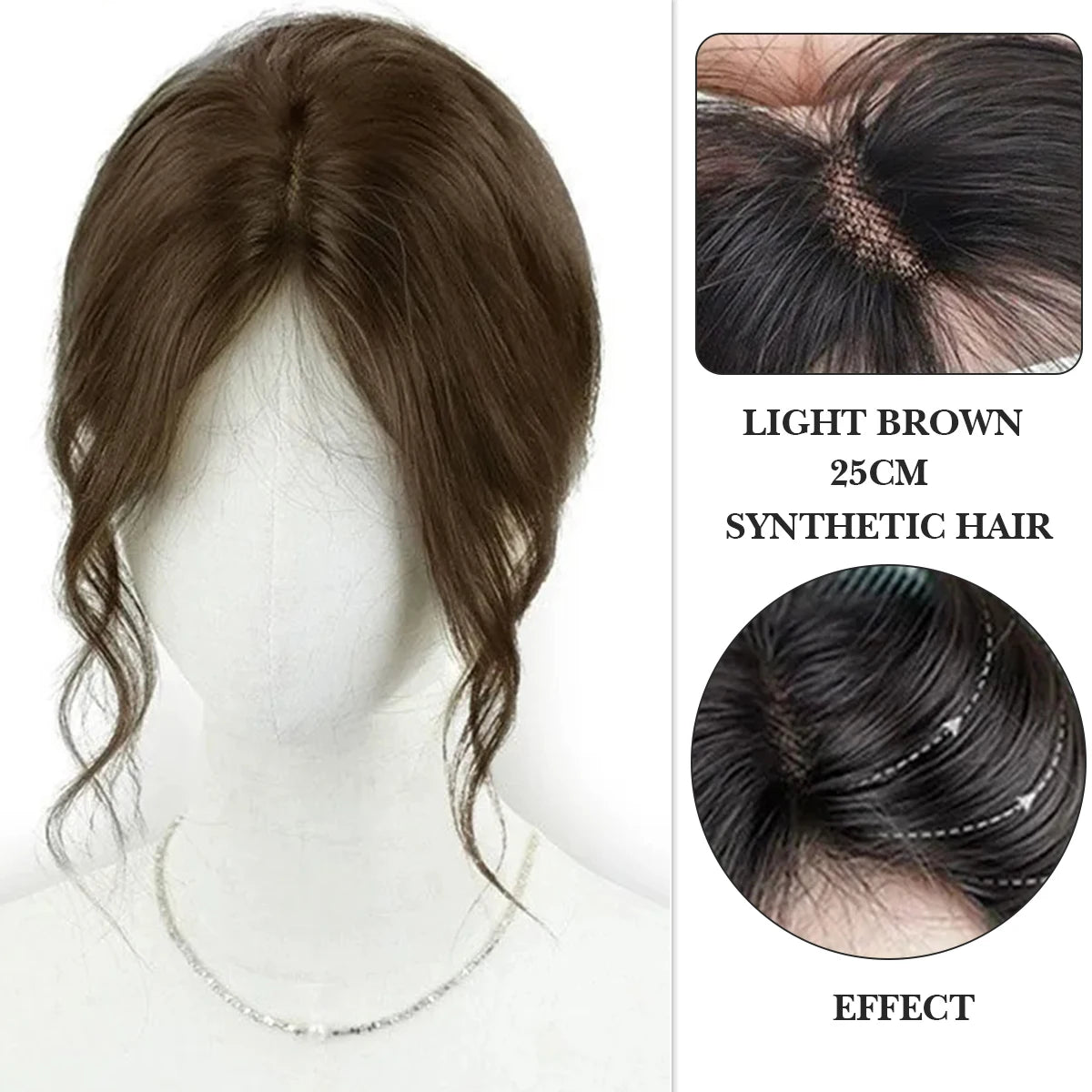 Synthetic Topper with Bangs S Curly 3D French banks Women's Hairpiece Clip In Extension For Hair Volume Non-Remy Machine