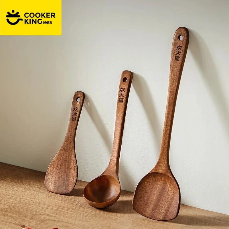 COOKER KING 3in1 Cooking Tool Set Ebony Spatula and Spoon for Family Kitchen Kitchenware Exquisite Kitchen Gift Kitchen tools